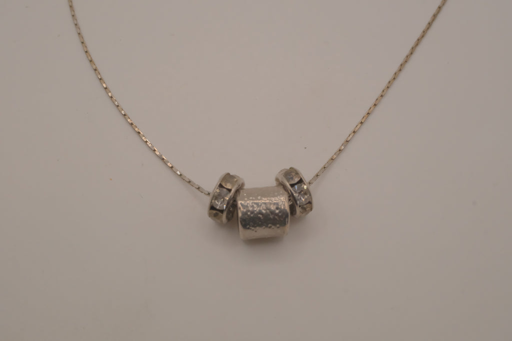Sterling silver barrel-shaped slider pendant necklace