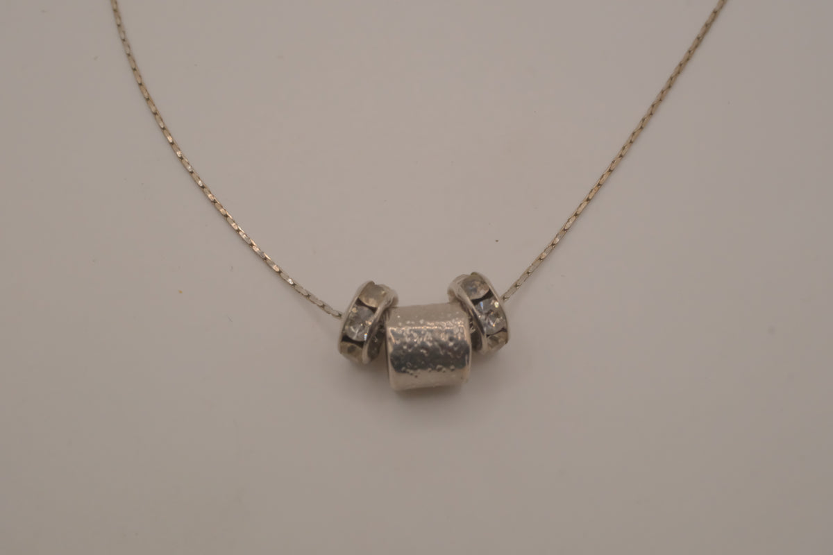 Sterling silver barrel-shaped slider pendant necklace