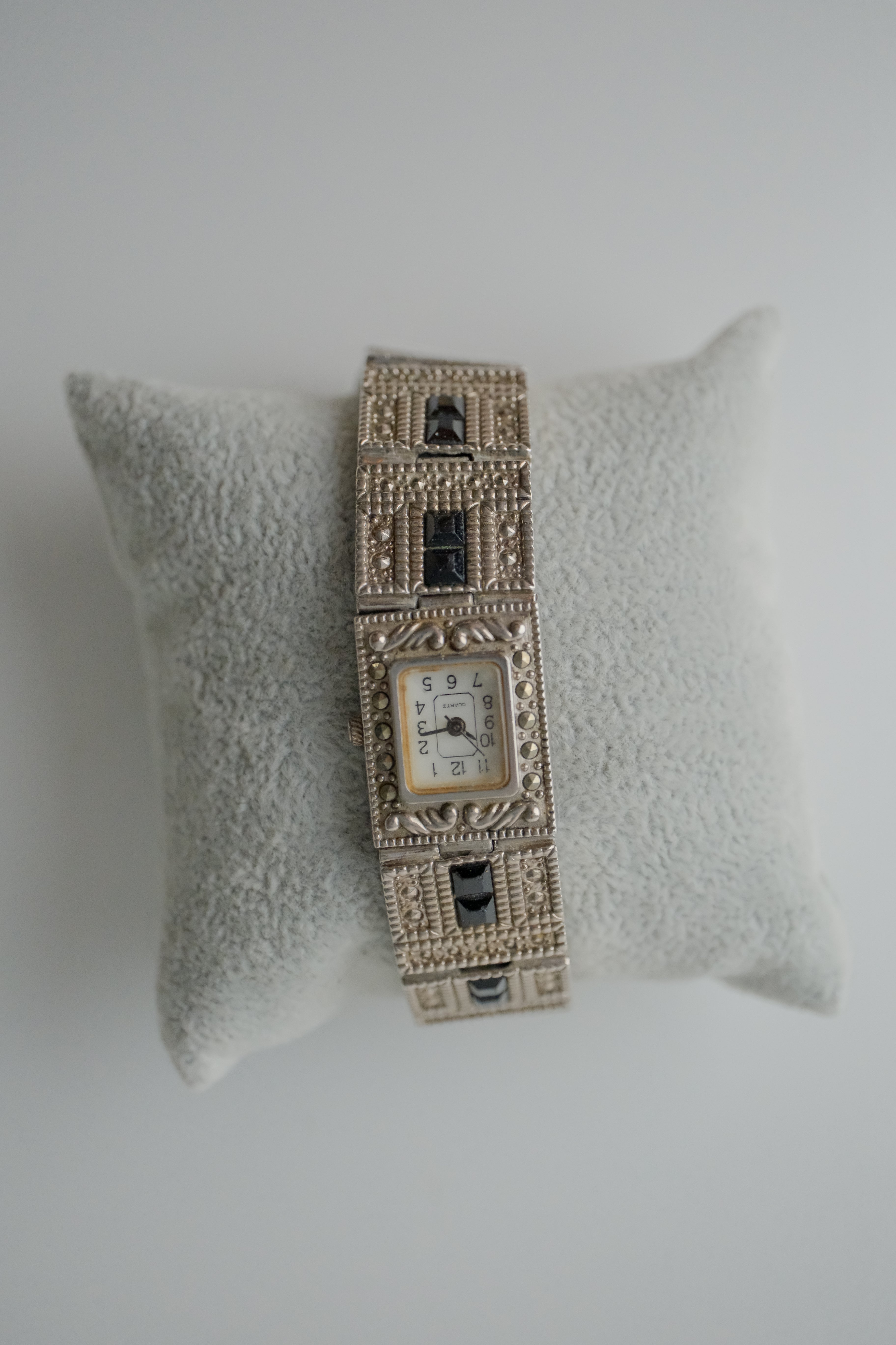Vintage Silver Marcasite Watch Bracelet