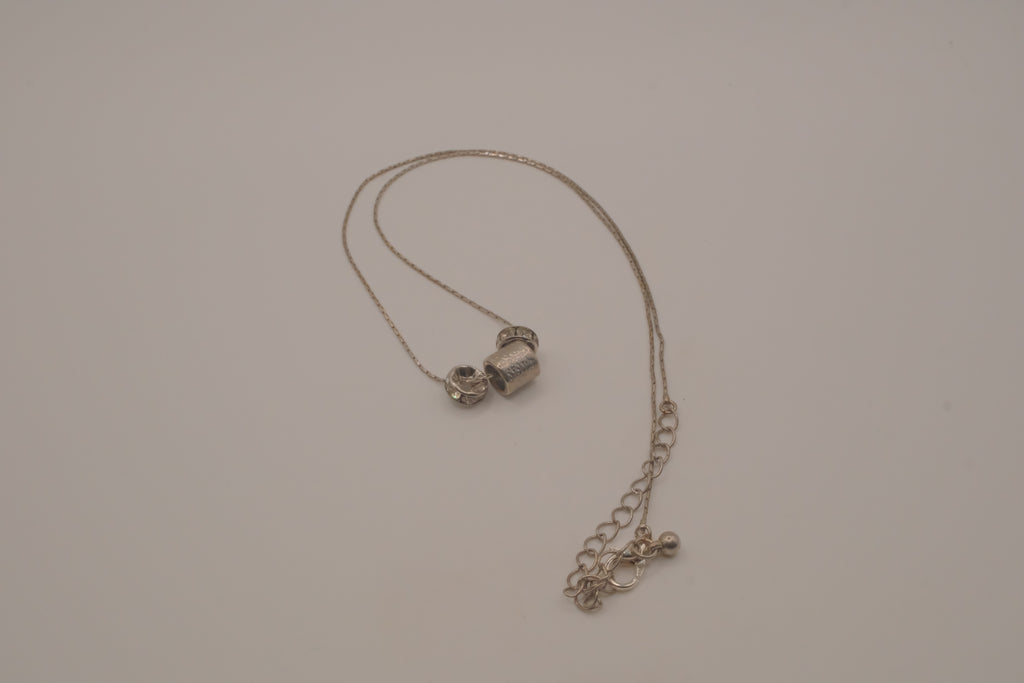 Sterling silver barrel-shaped slider pendant necklace