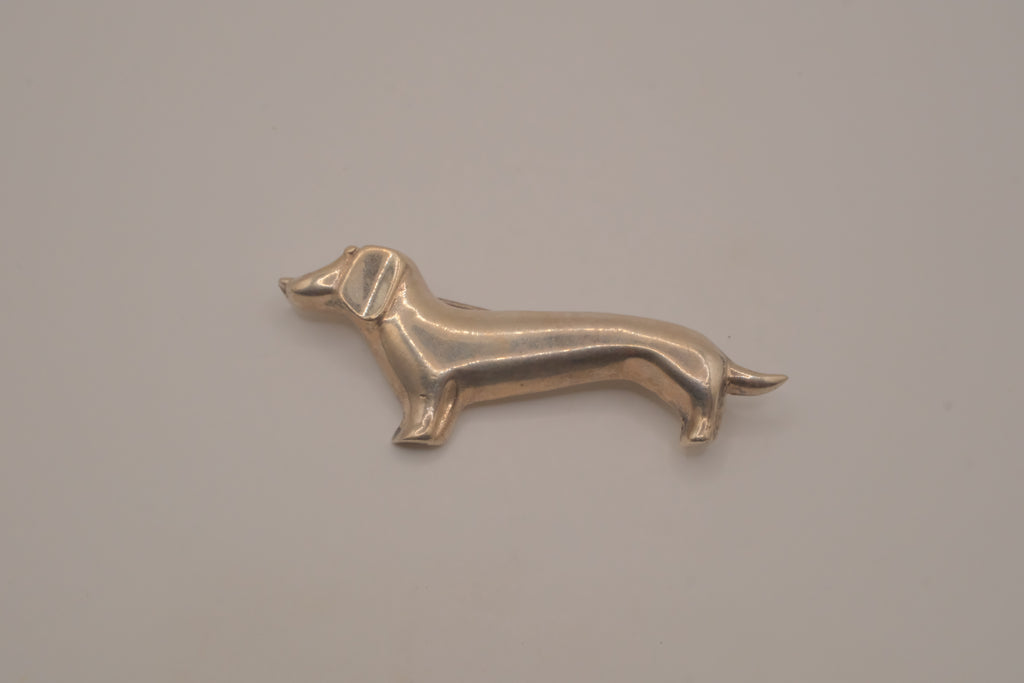 Vintage Mexico Sterling silver dachshund figural brooch