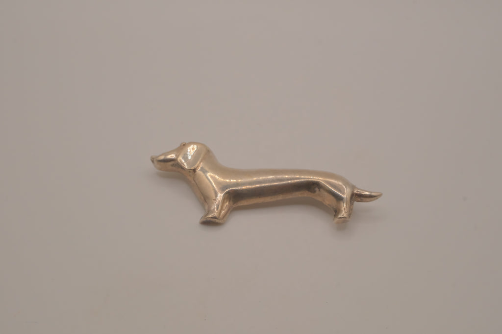 Vintage Mexico Sterling silver dachshund figural brooch