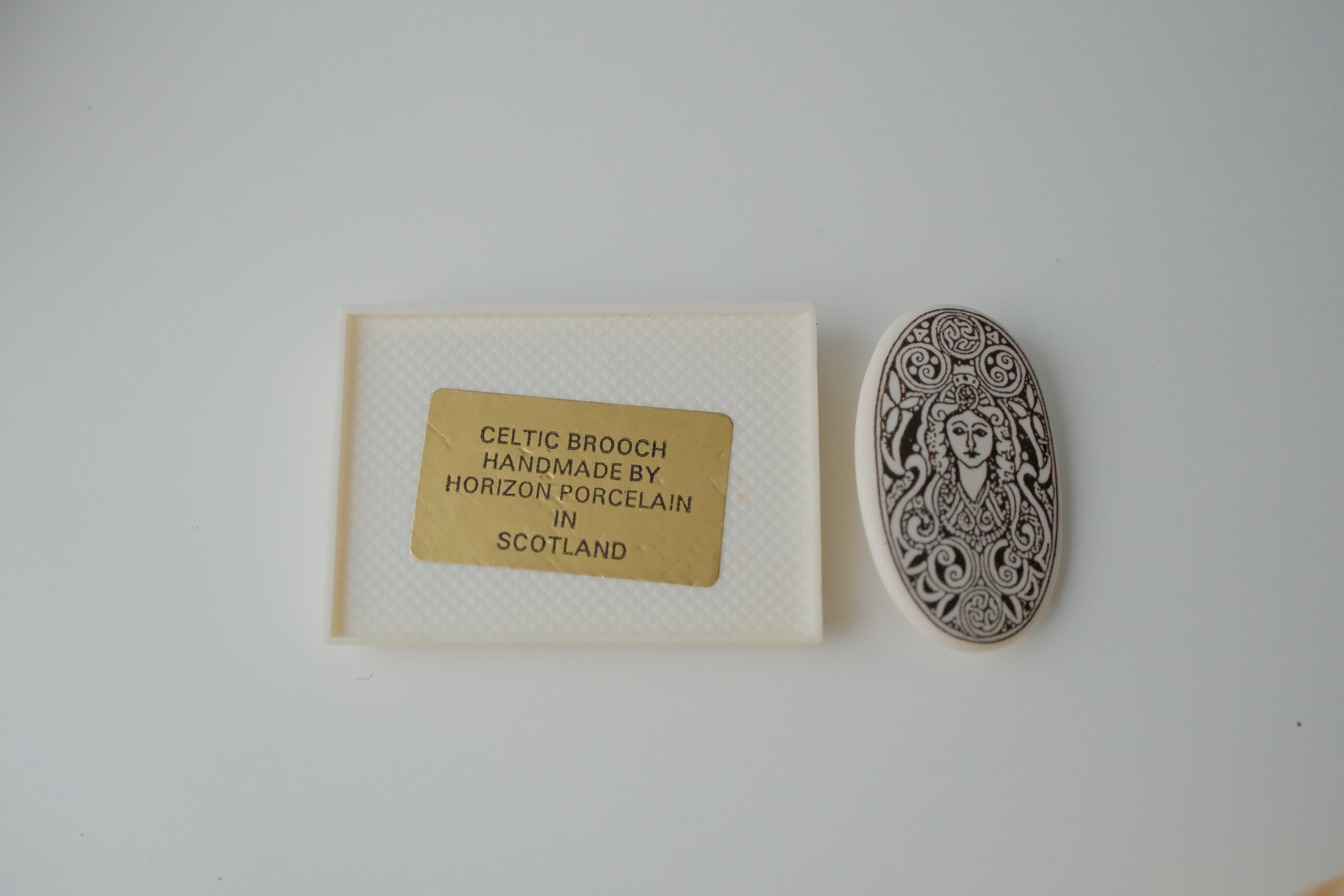 Vintage Celtic Porcelain Brooch