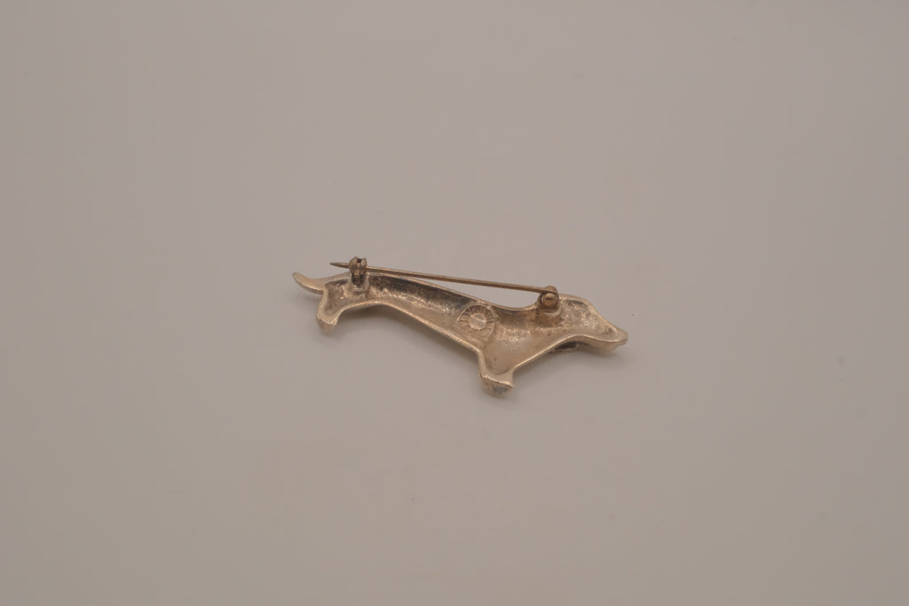 Vintage Mexico Sterling silver dachshund figural brooch