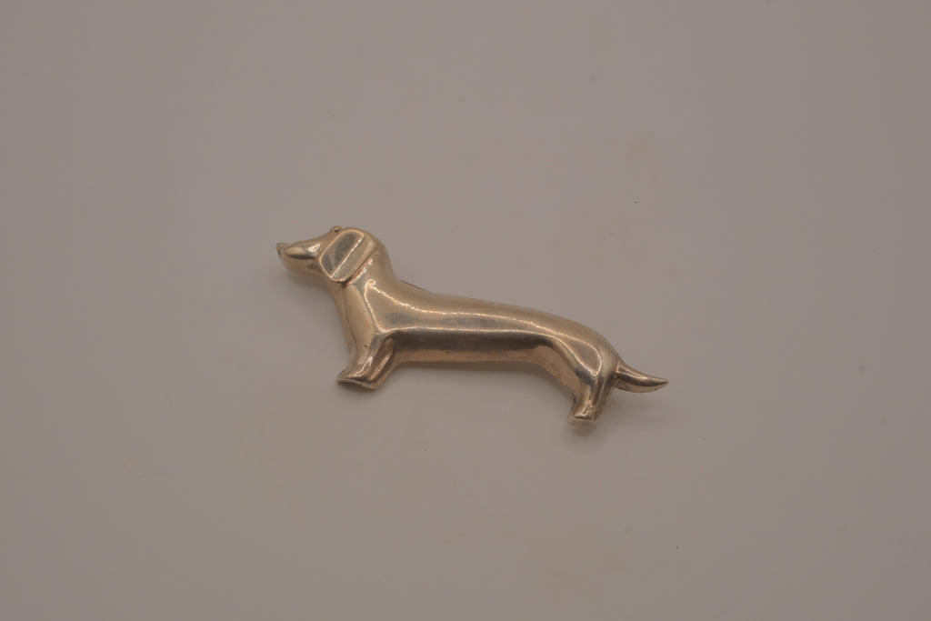 Vintage Mexico Sterling silver dachshund figural brooch
