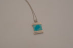 Vintage Sterling silver turquoise rectangular block necklace