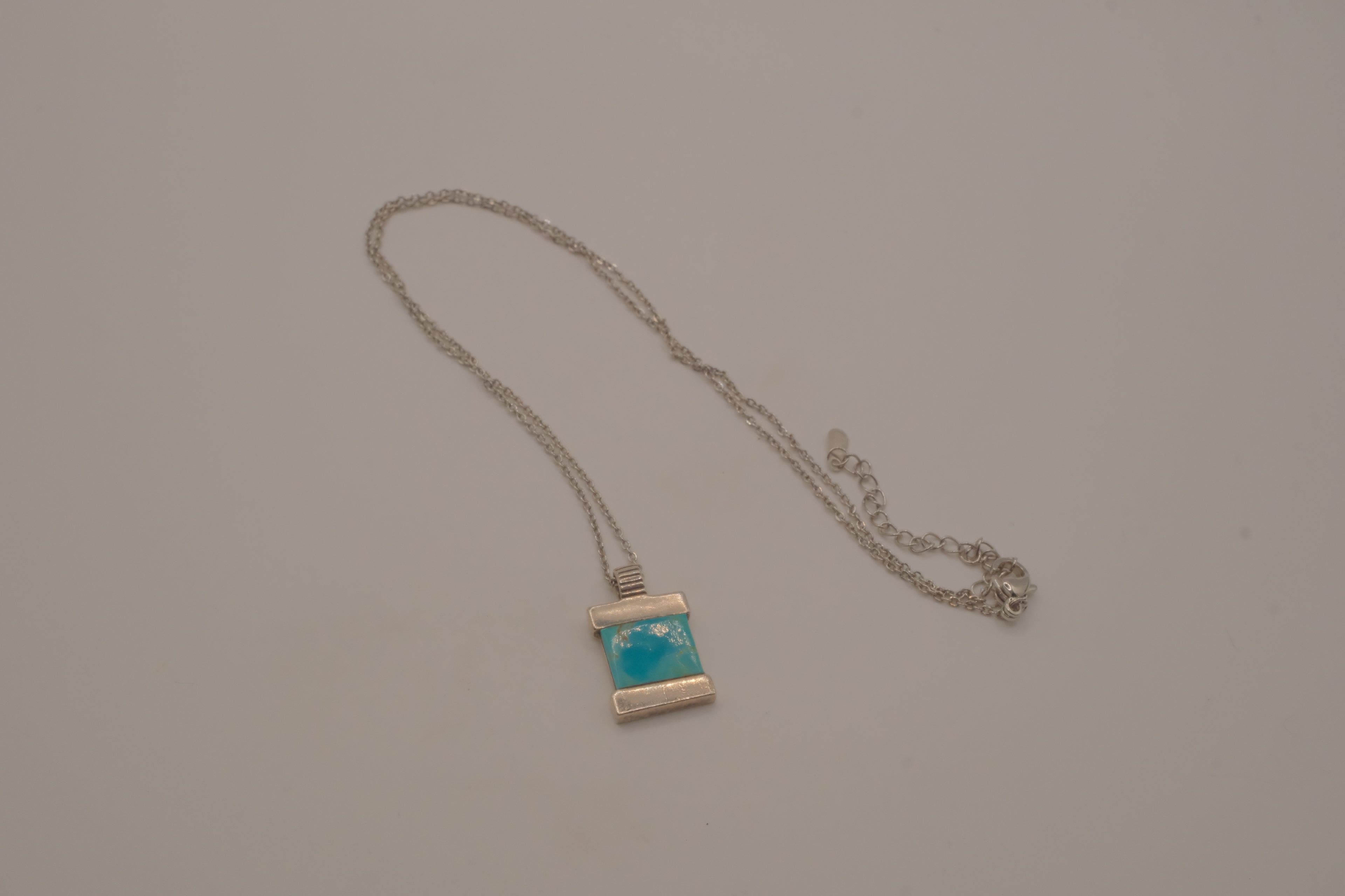 Vintage Sterling silver turquoise rectangular block necklace