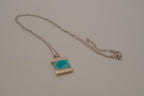 Vintage Sterling silver turquoise rectangular block necklace