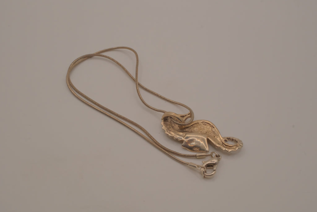 Sterling silver Opal seahorse pendant necklace