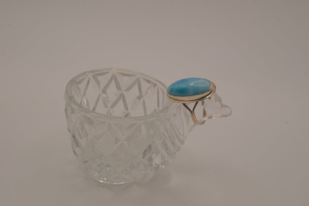 Sterling silver Oval-cut Larimar ring