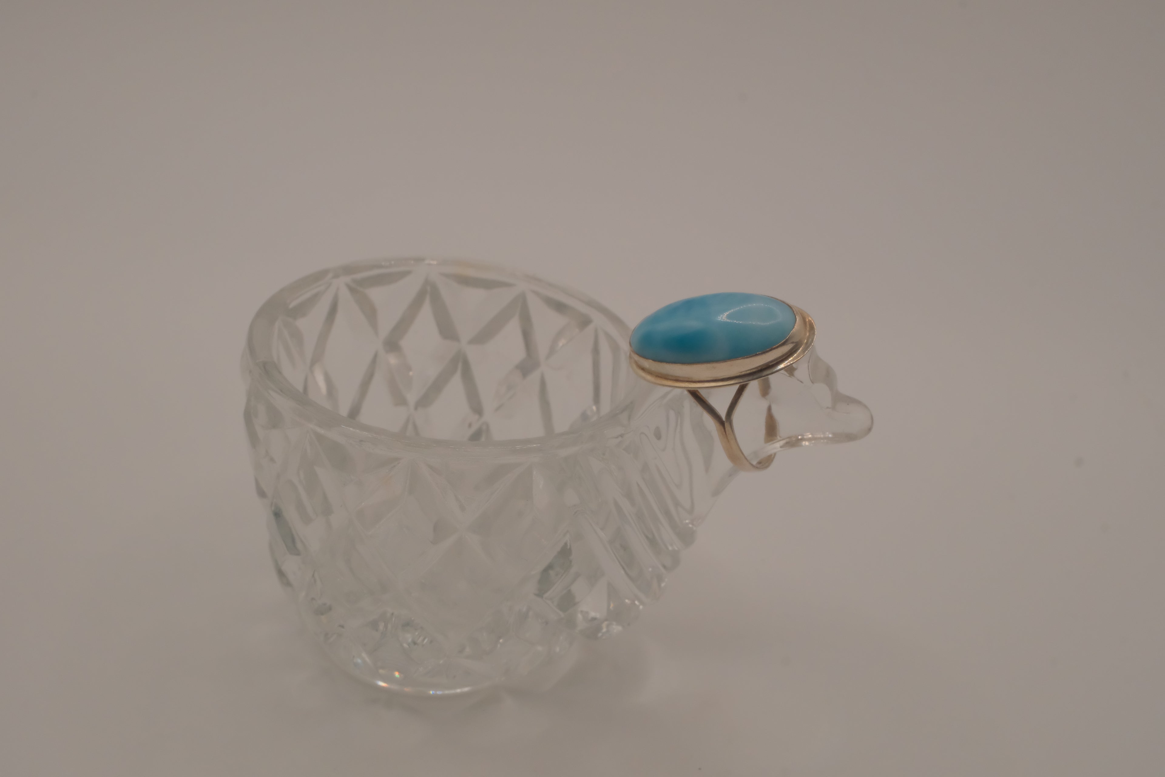 Sterling silver Oval-cut Larimar ring