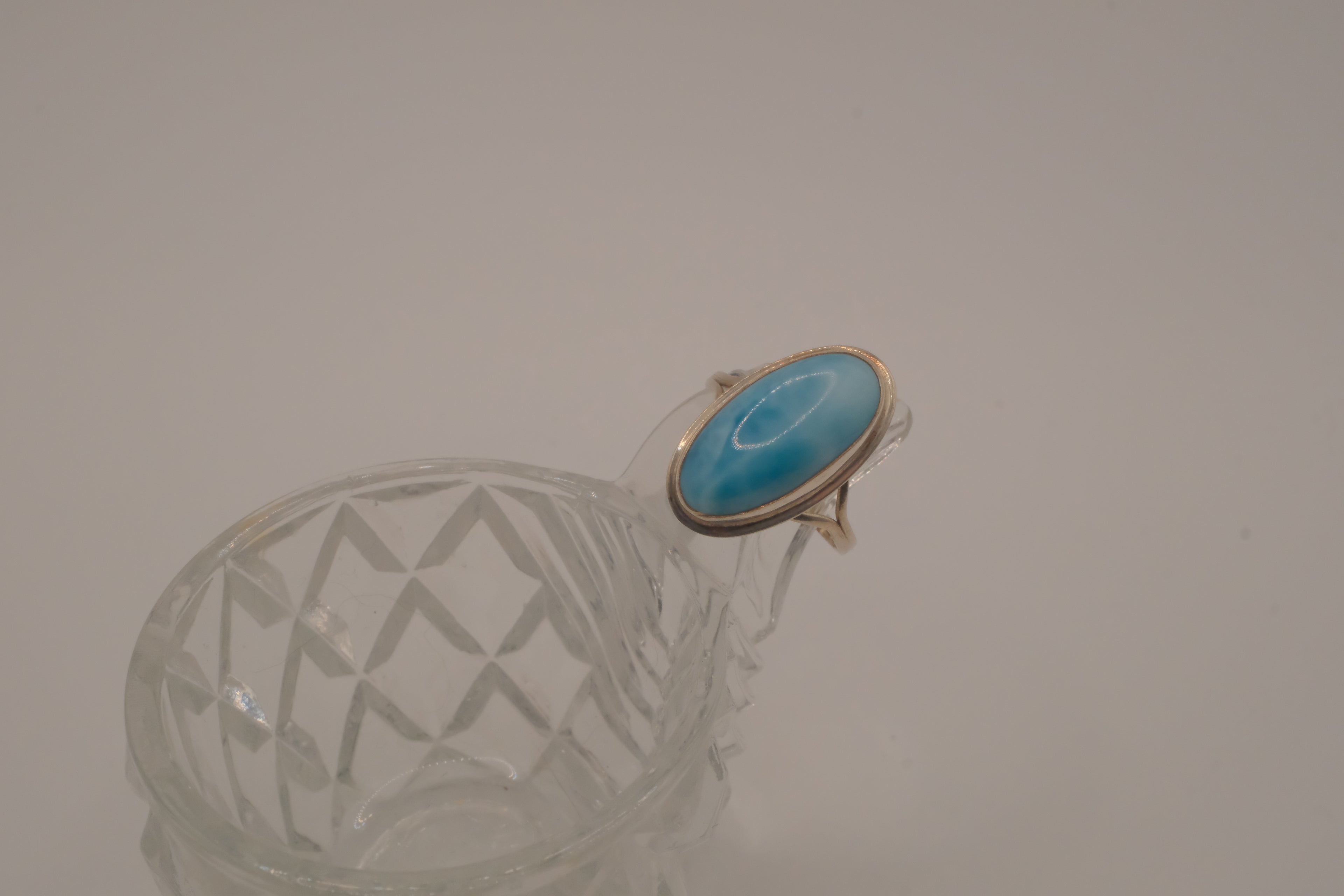 Sterling silver Oval-cut Larimar ring