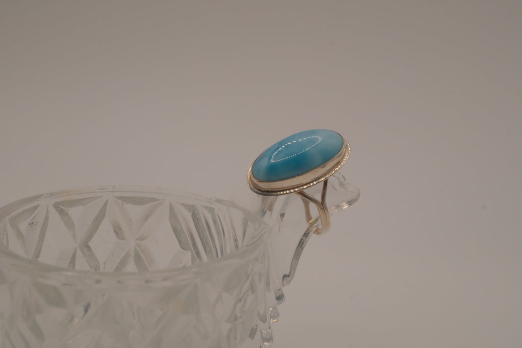 Sterling silver Oval-cut Larimar ring