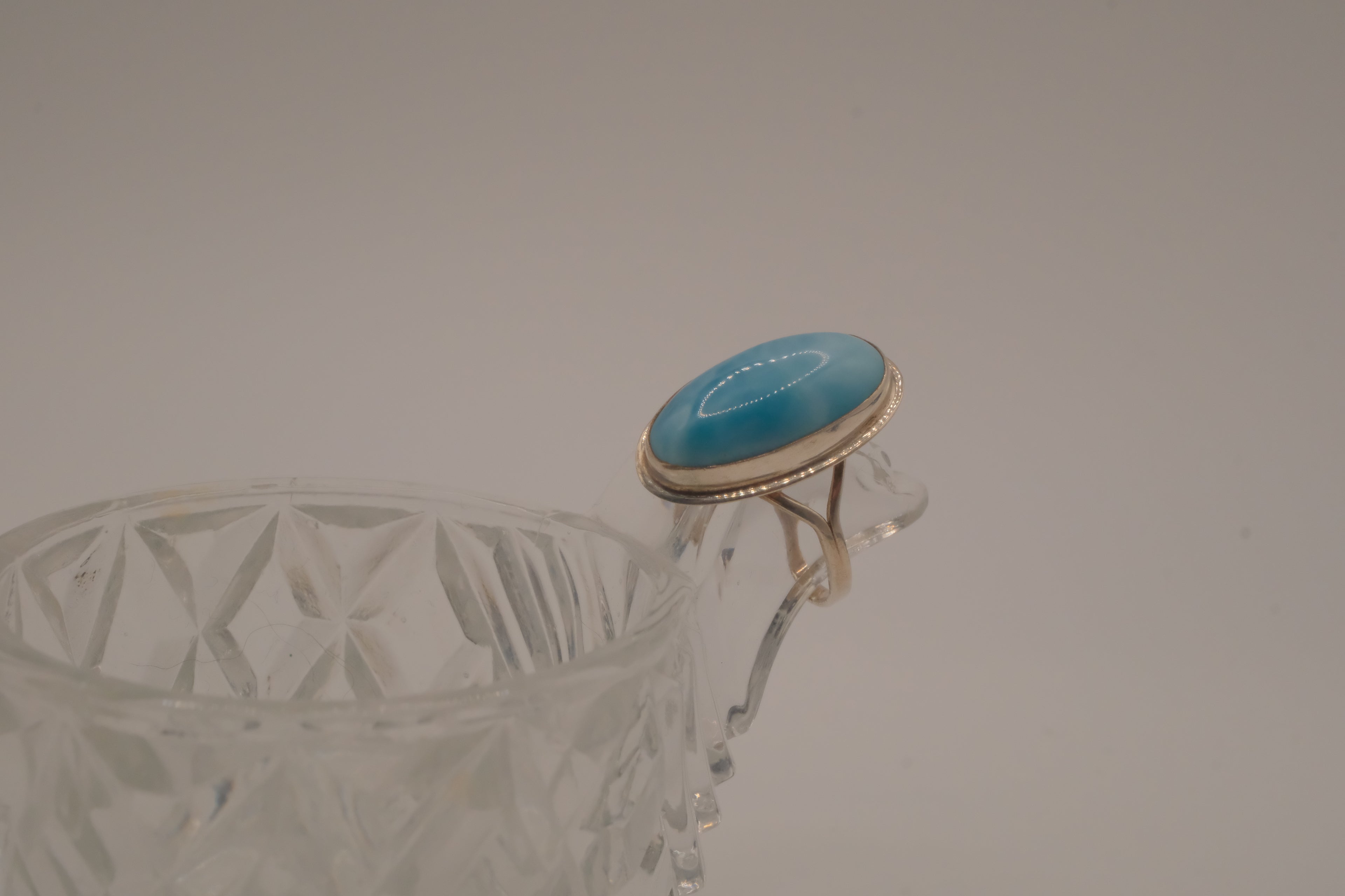 Sterling silver Oval-cut Larimar ring