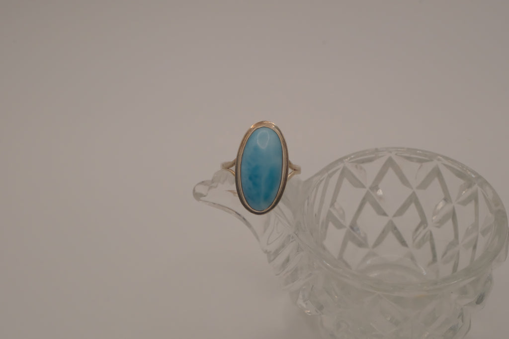 Sterling silver Oval-cut Larimar ring