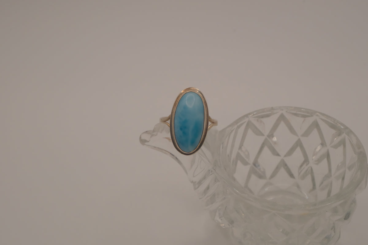 Sterling silver Oval-cut Larimar ring
