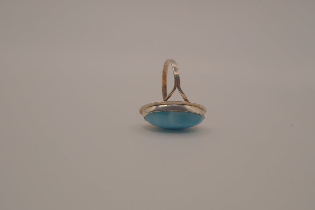 Sterling silver Oval-cut Larimar ring