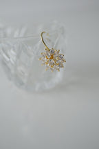 Vintage Gold Flower Rhinestone Earrings