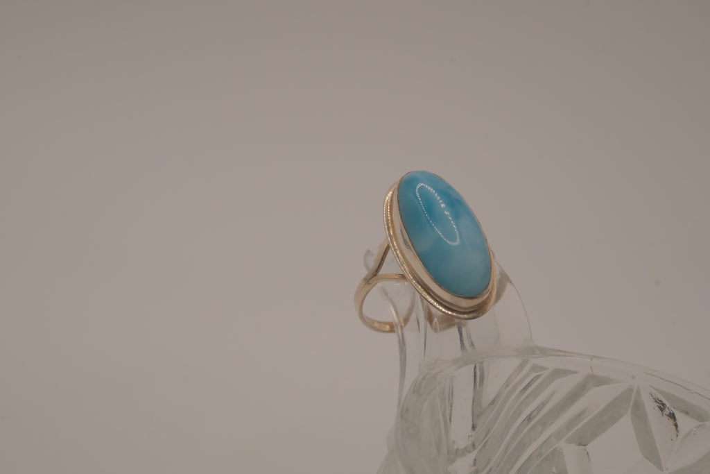 Sterling silver Oval-cut Larimar ring