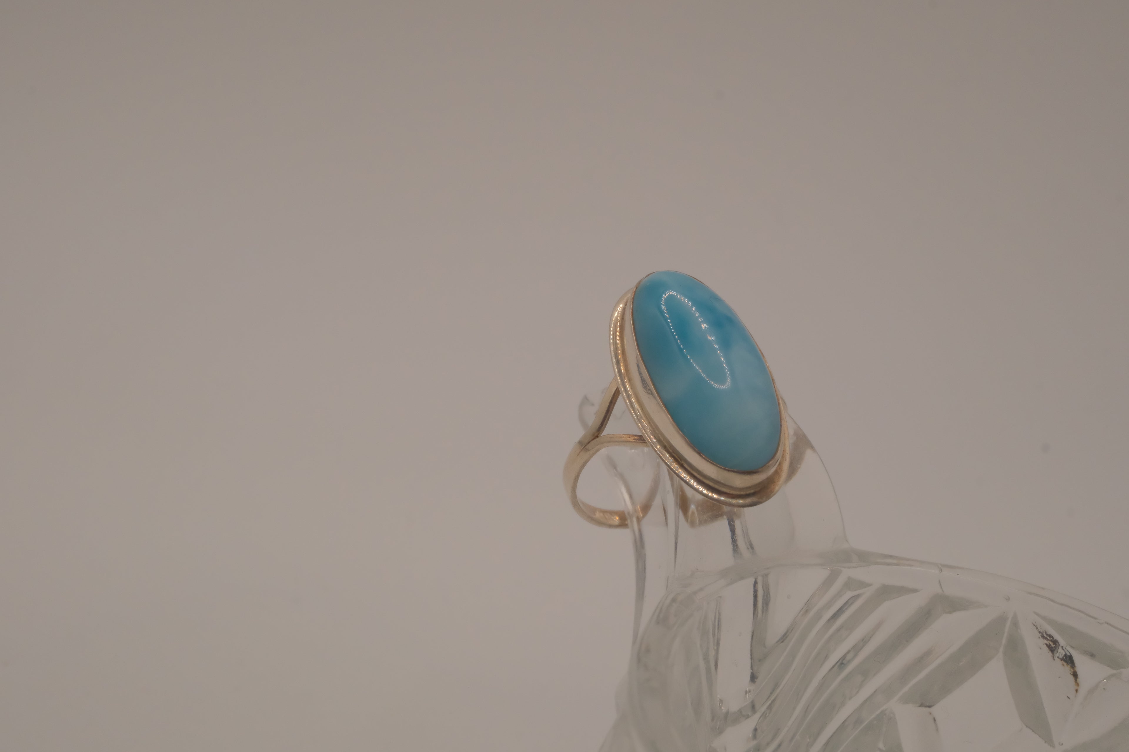 Sterling silver Oval-cut Larimar ring