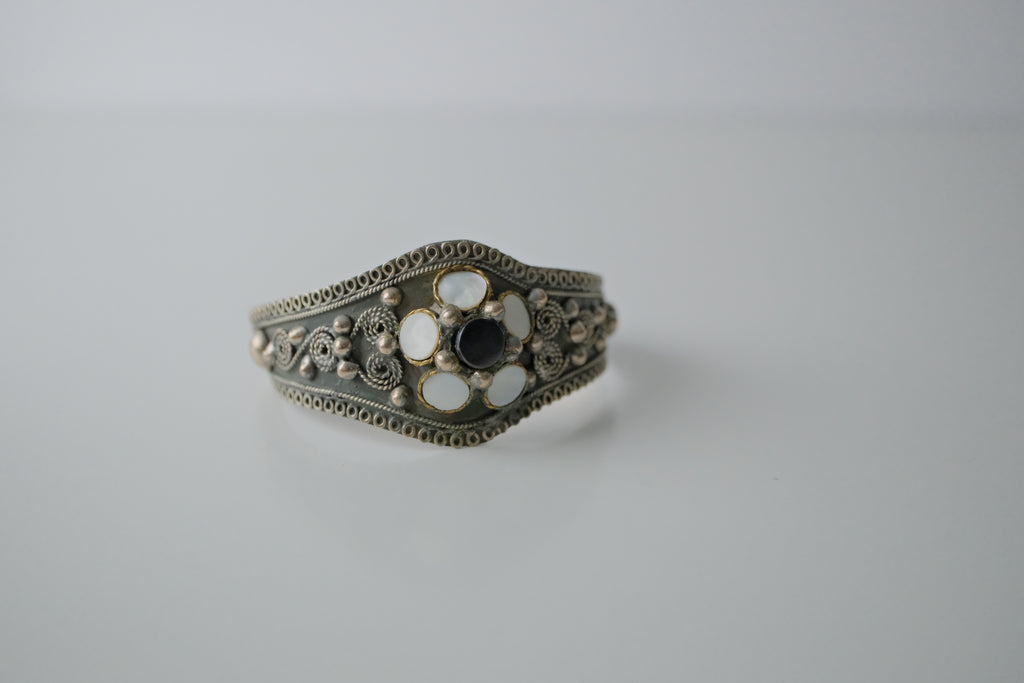 Vintage Sterling Silver Ornate Cuff Bangle