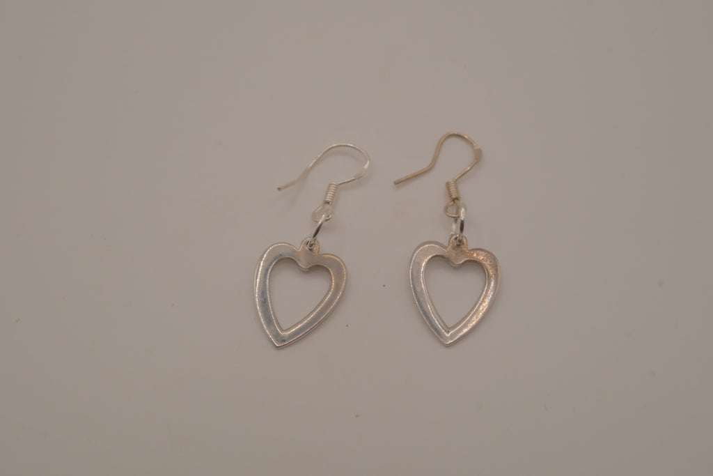 Sterling silver Open heart dangle earrings&nbsp;