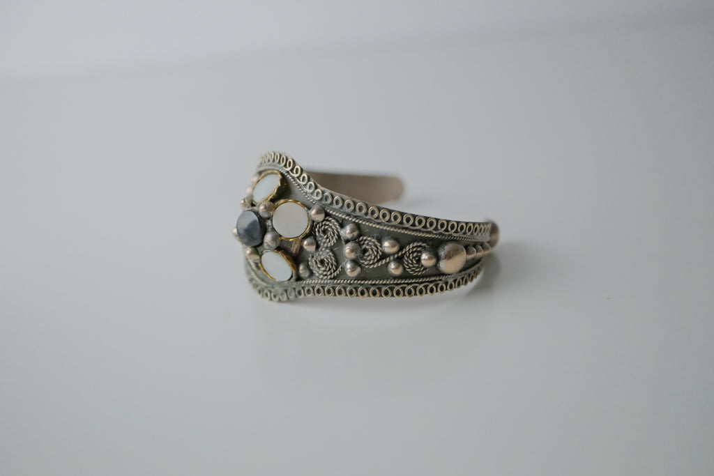 Vintage Sterling Silver Ornate Cuff Bangle