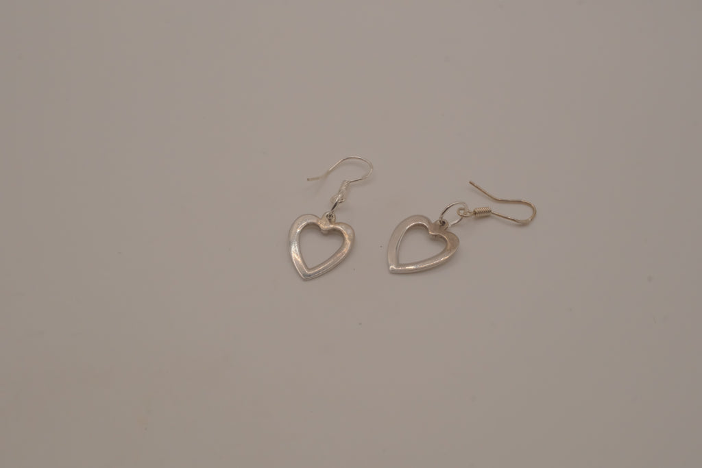 Sterling silver Open heart dangle earrings&nbsp;