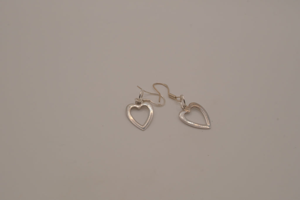 Sterling silver Open heart dangle earrings&nbsp;