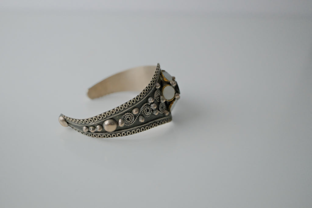 Vintage Sterling Silver Ornate Cuff Bangle