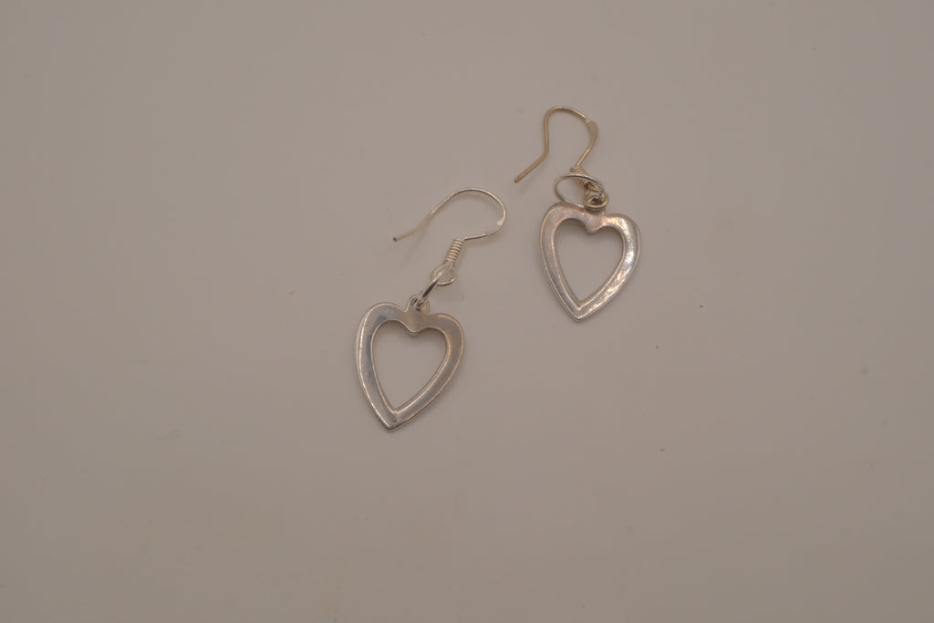 Sterling silver Open heart dangle earrings&nbsp;