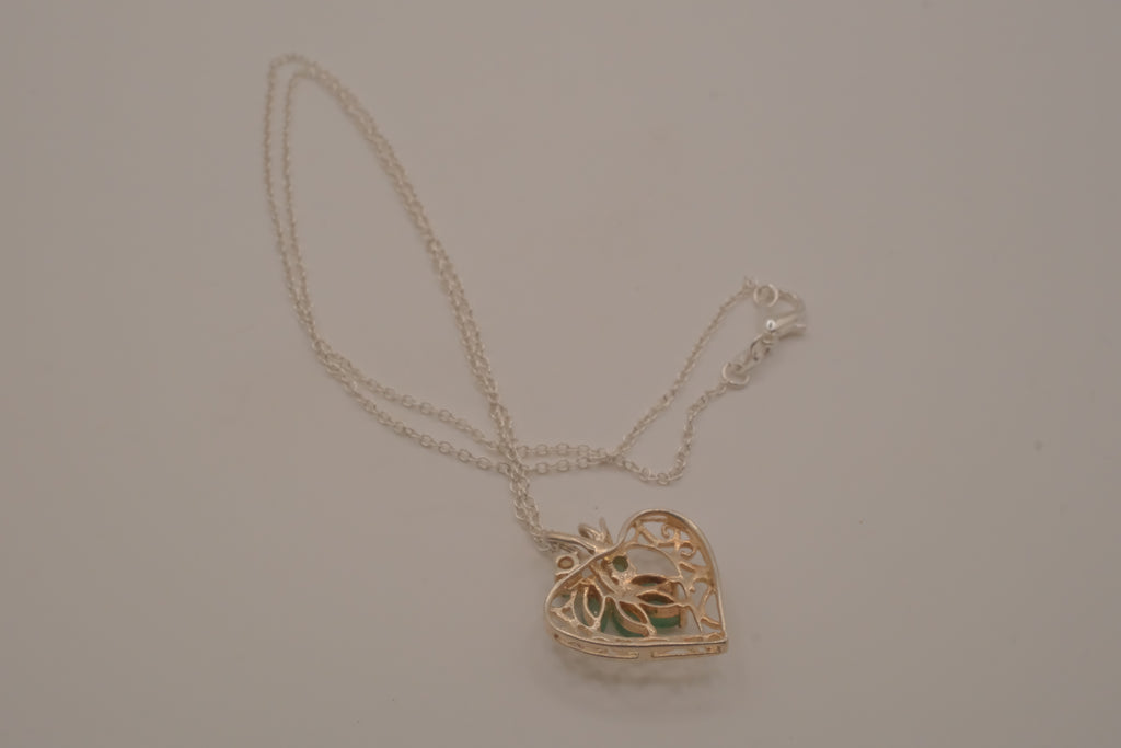 Sterling silver filigree heart pendant necklace