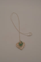 Sterling silver filigree heart pendant necklace