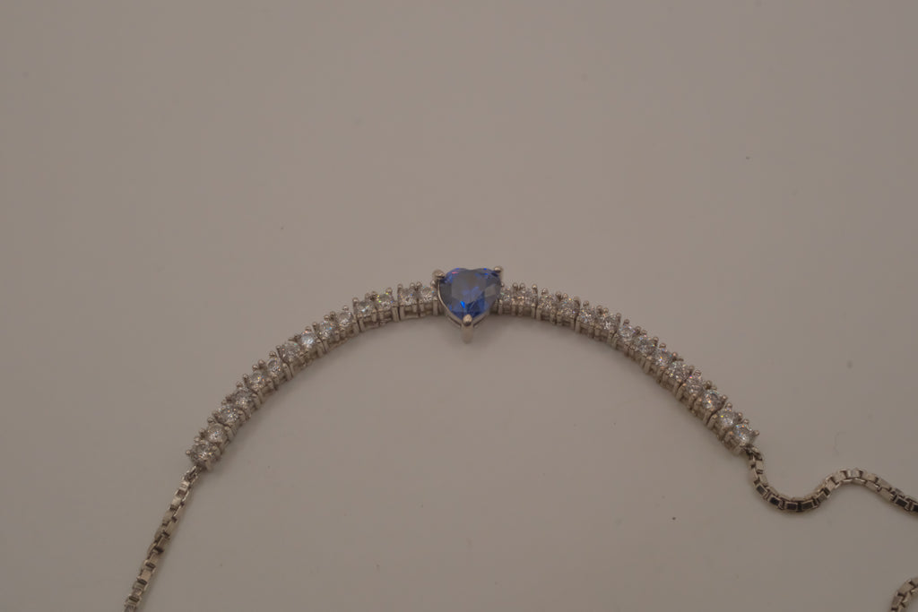 Sterling silver Blue heart Bolo tie bracelet