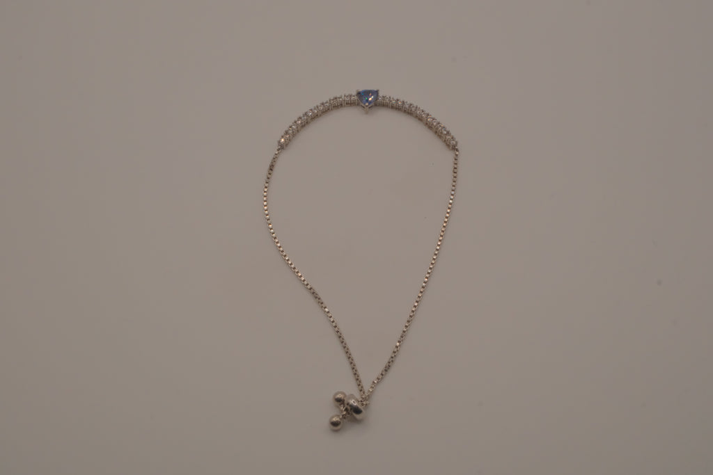 Sterling silver Blue heart Bolo tie bracelet