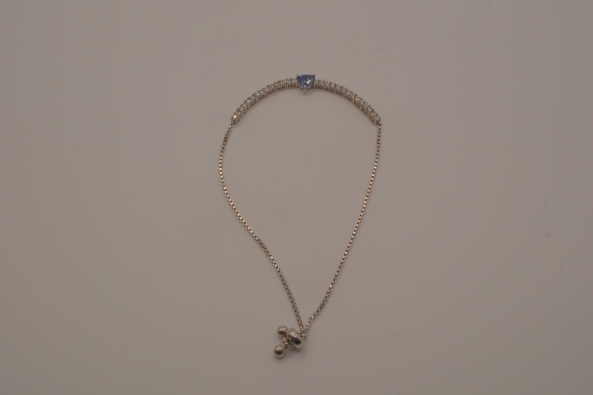 Sterling silver Blue heart Bolo tie bracelet