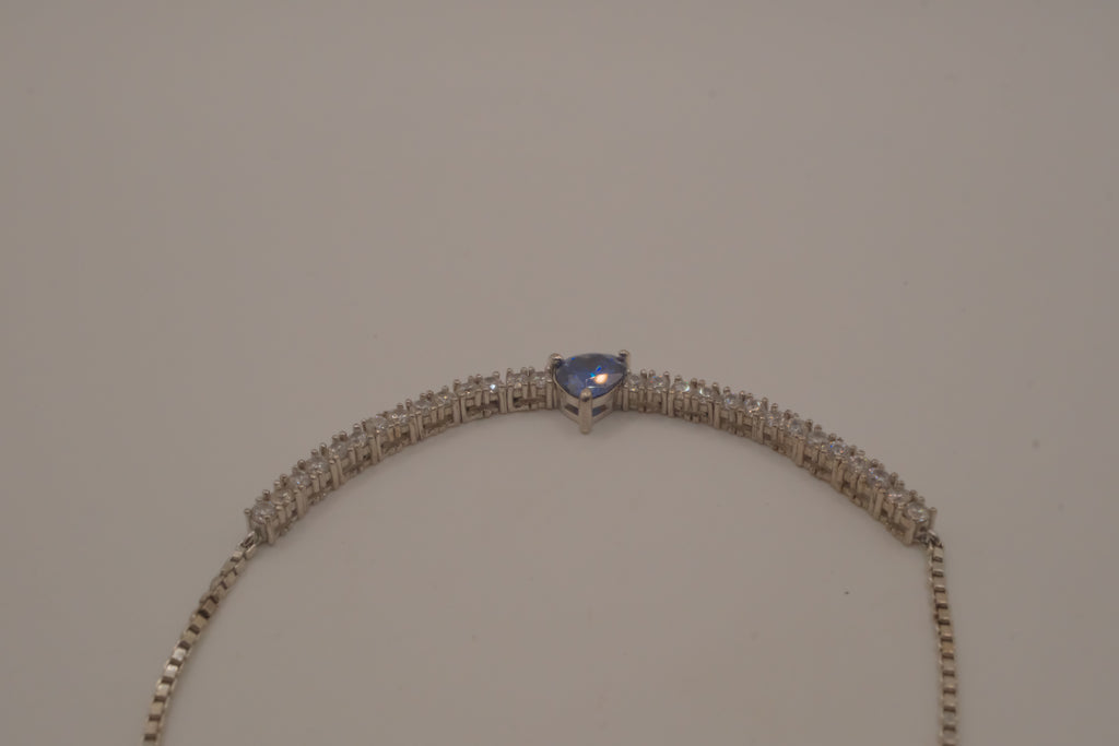 Sterling silver Blue heart Bolo tie bracelet