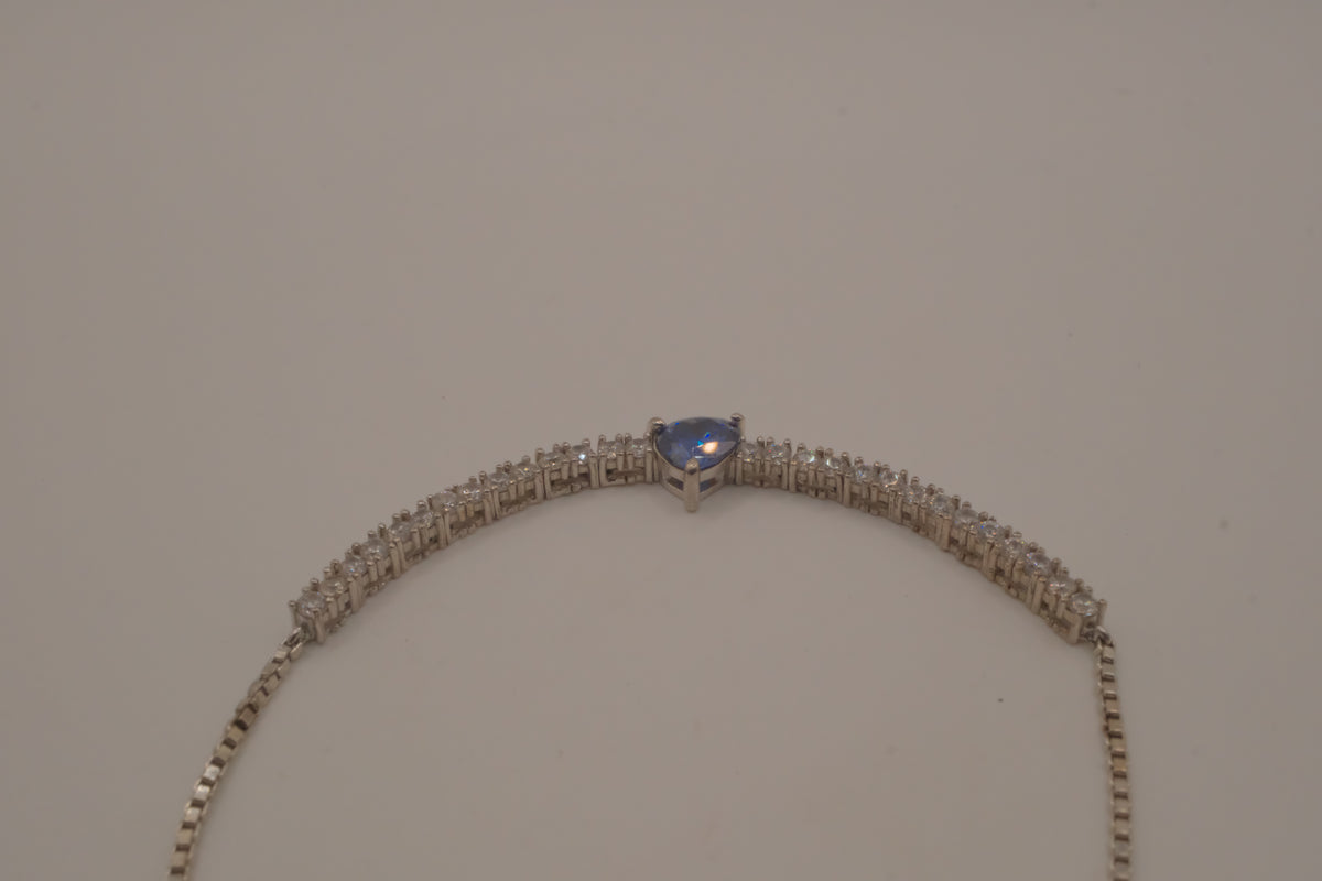 Sterling silver Blue heart Bolo tie bracelet