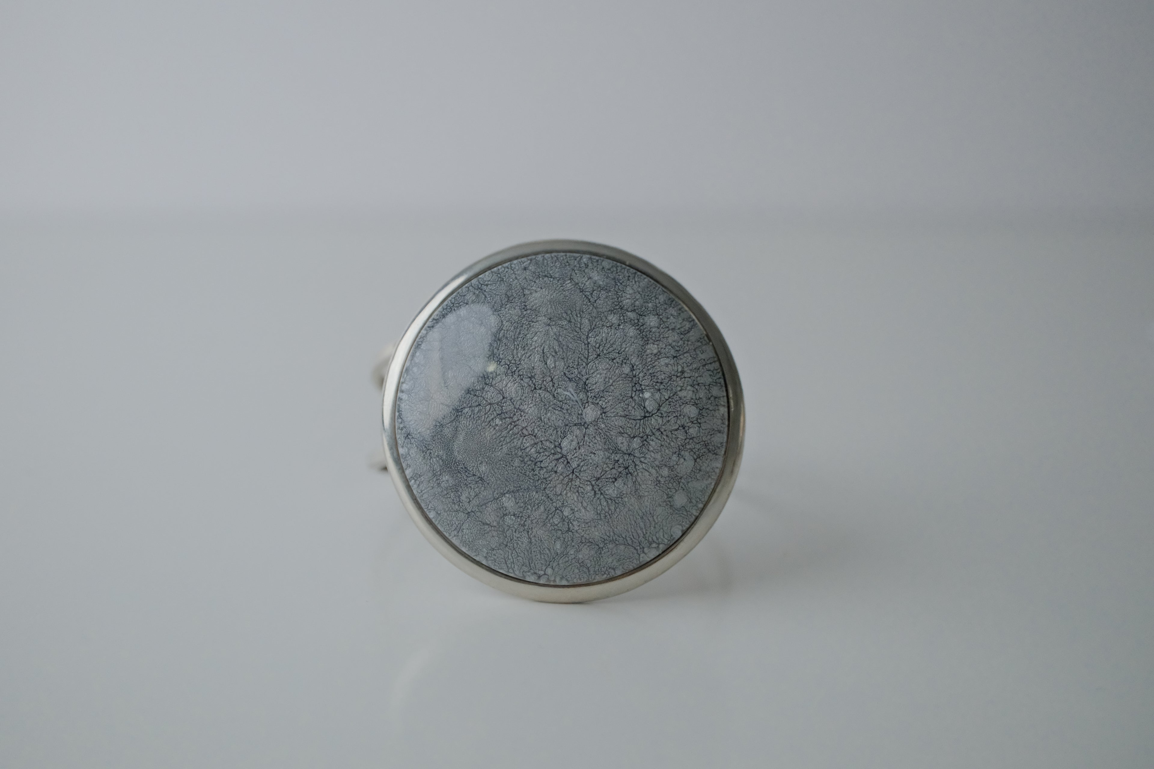 Vintage Large Grey Cabachon Stone Cuff Bangle