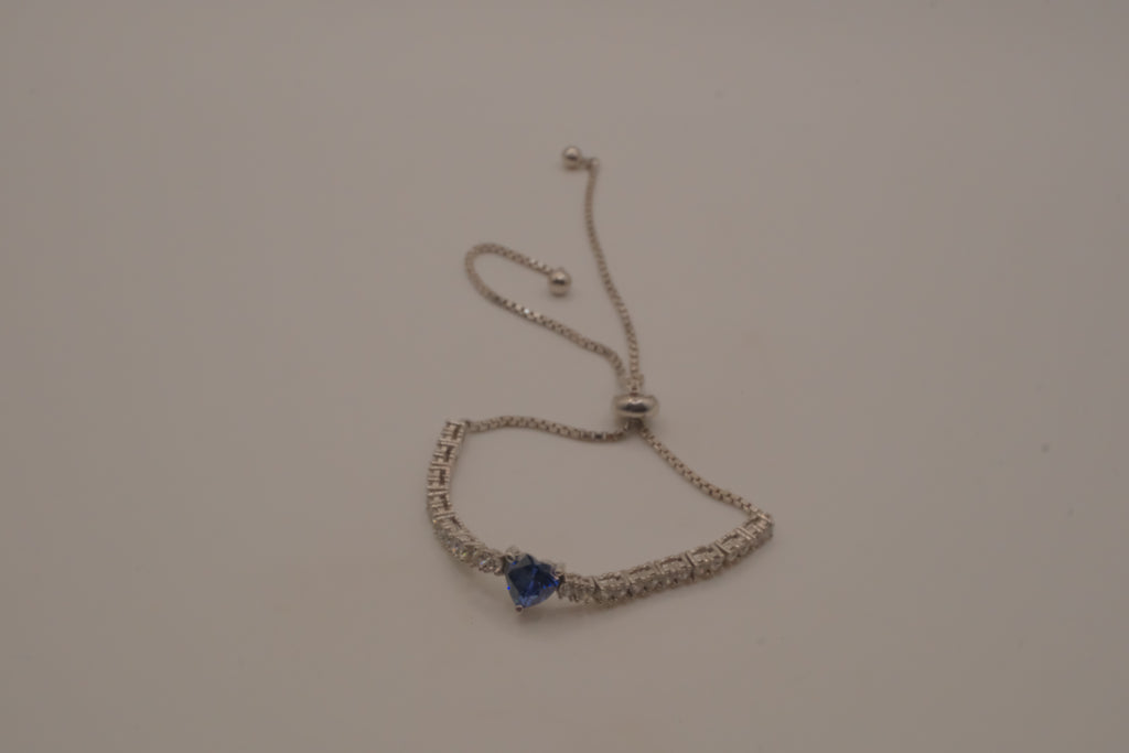 Sterling silver Blue heart Bolo tie bracelet