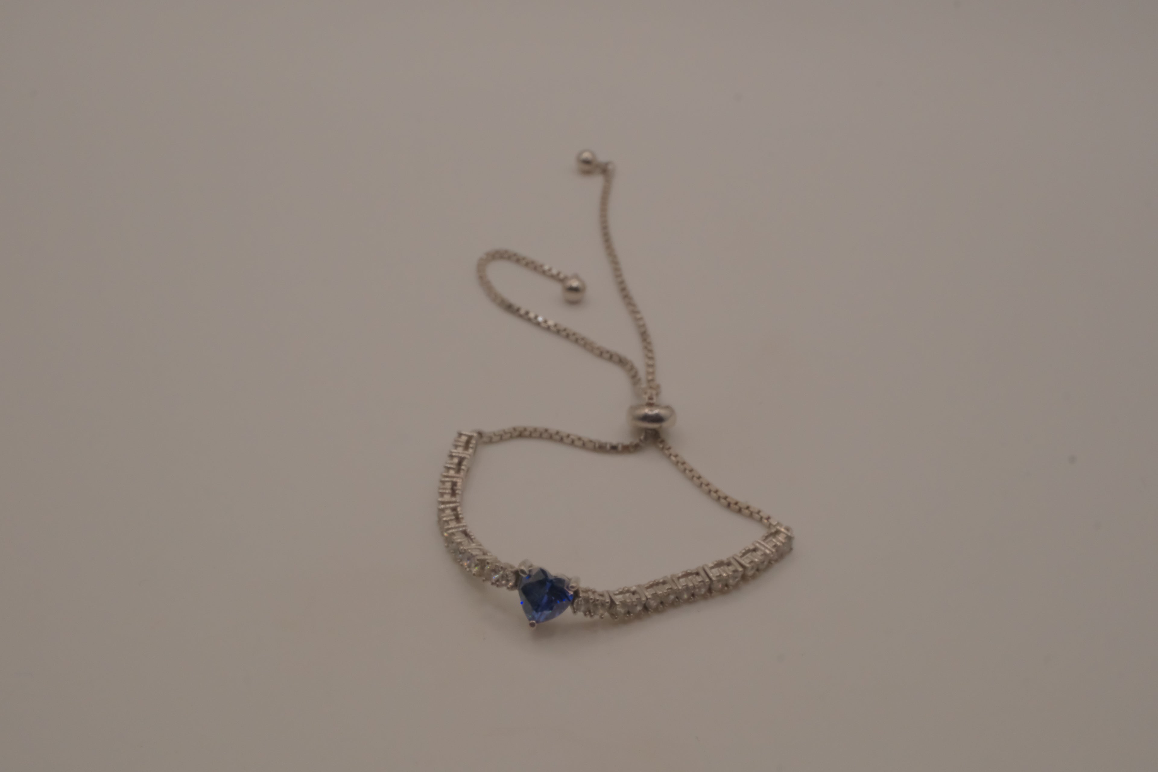 Sterling silver Blue heart Bolo tie bracelet