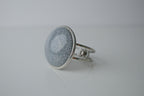 Vintage Large Grey Cabachon Stone Cuff Bangle