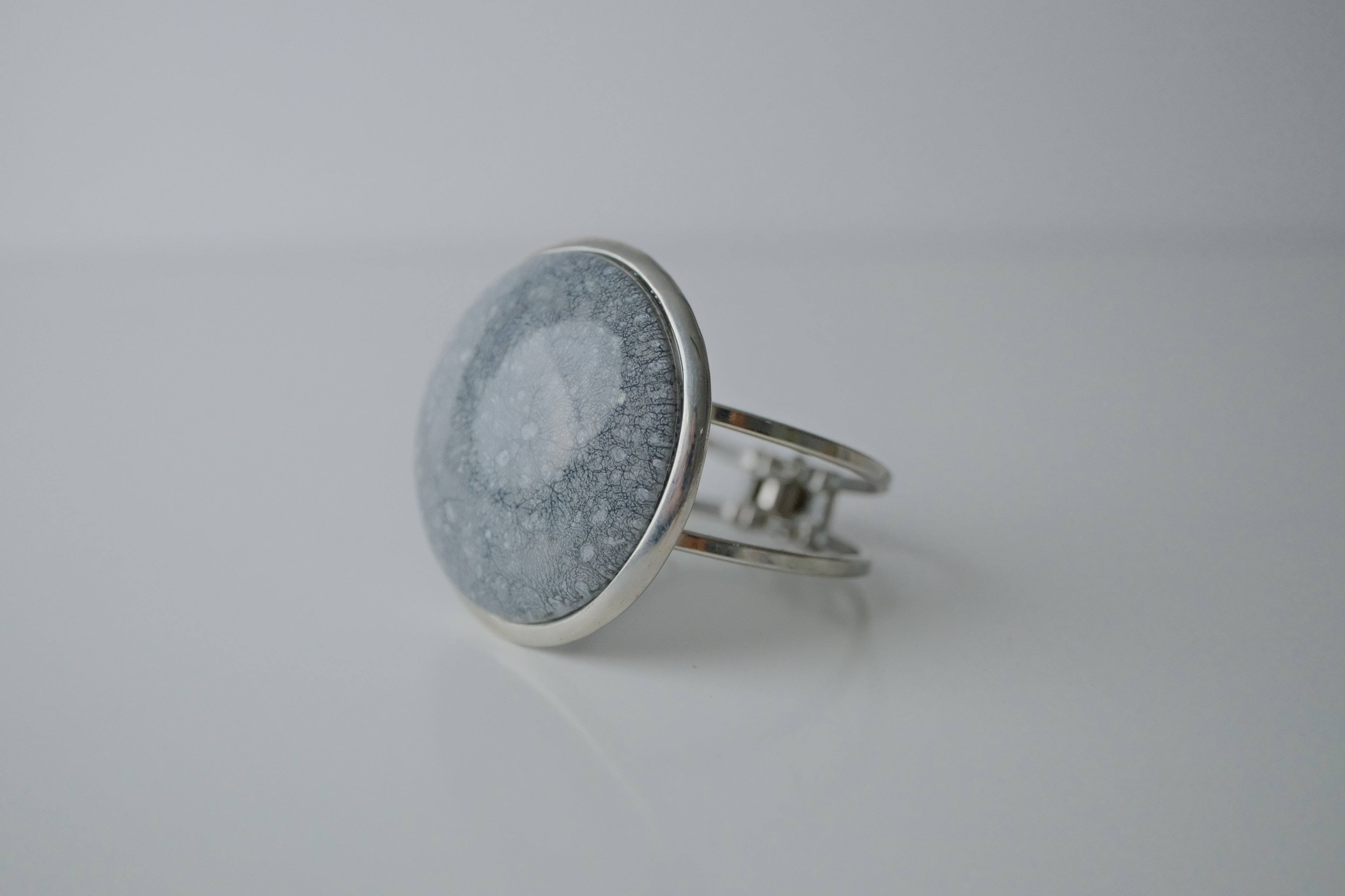 Vintage Large Grey Cabachon Stone Cuff Bangle