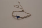 Sterling silver Blue heart Bolo tie bracelet