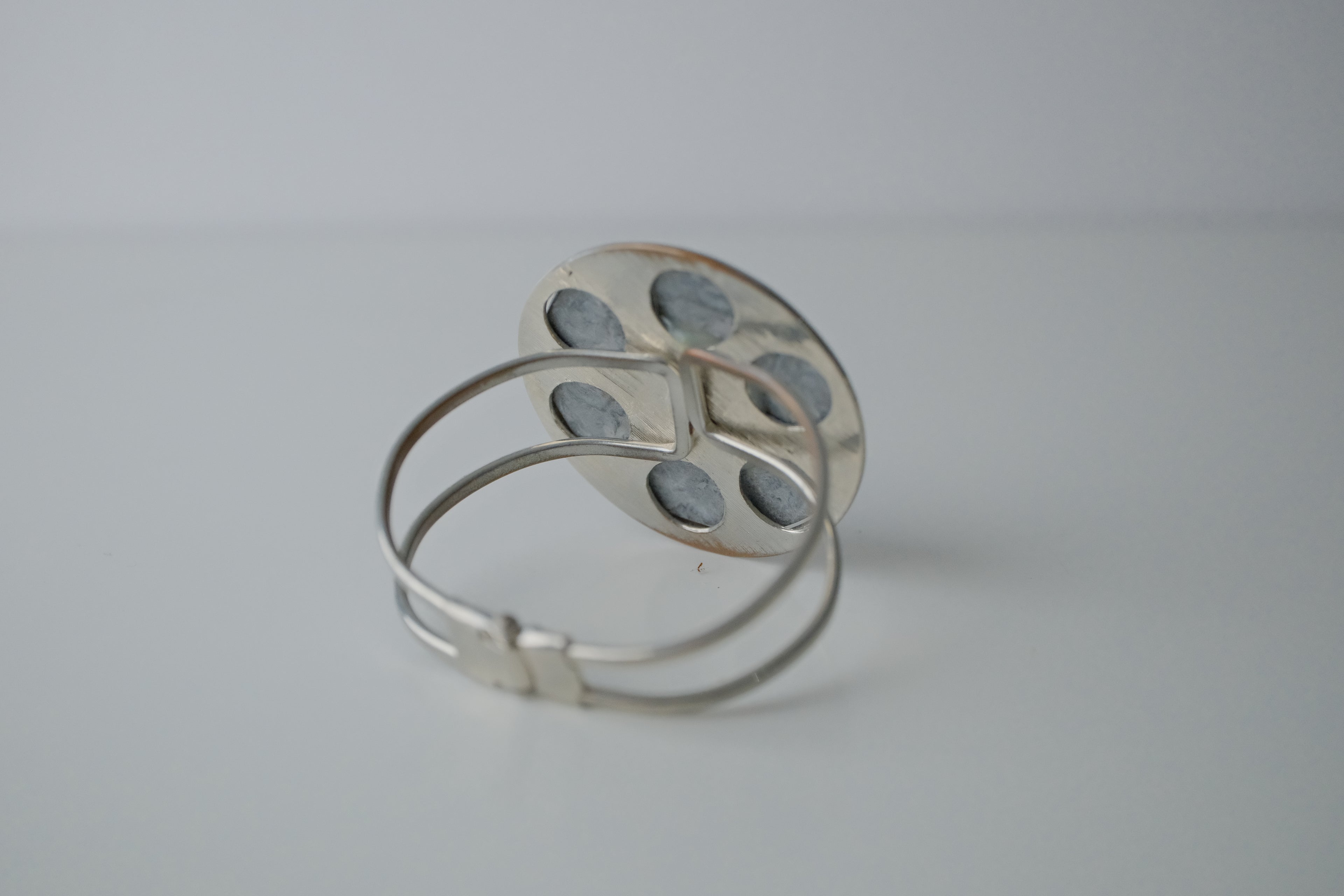 Vintage Large Grey Cabachon Stone Cuff Bangle