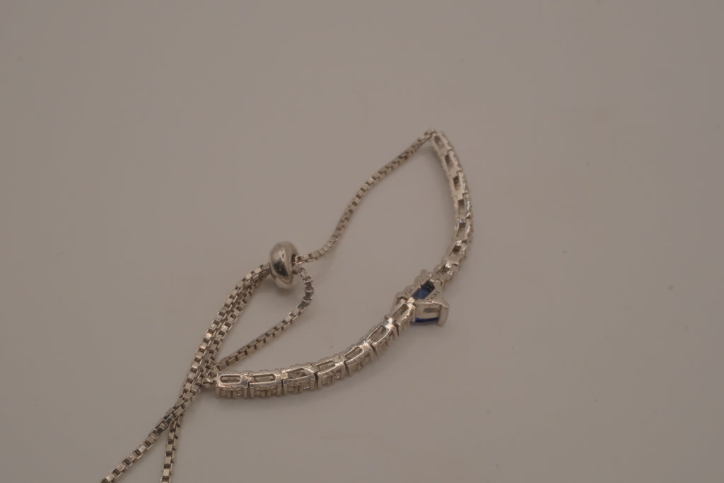 Sterling silver Blue heart Bolo tie bracelet
