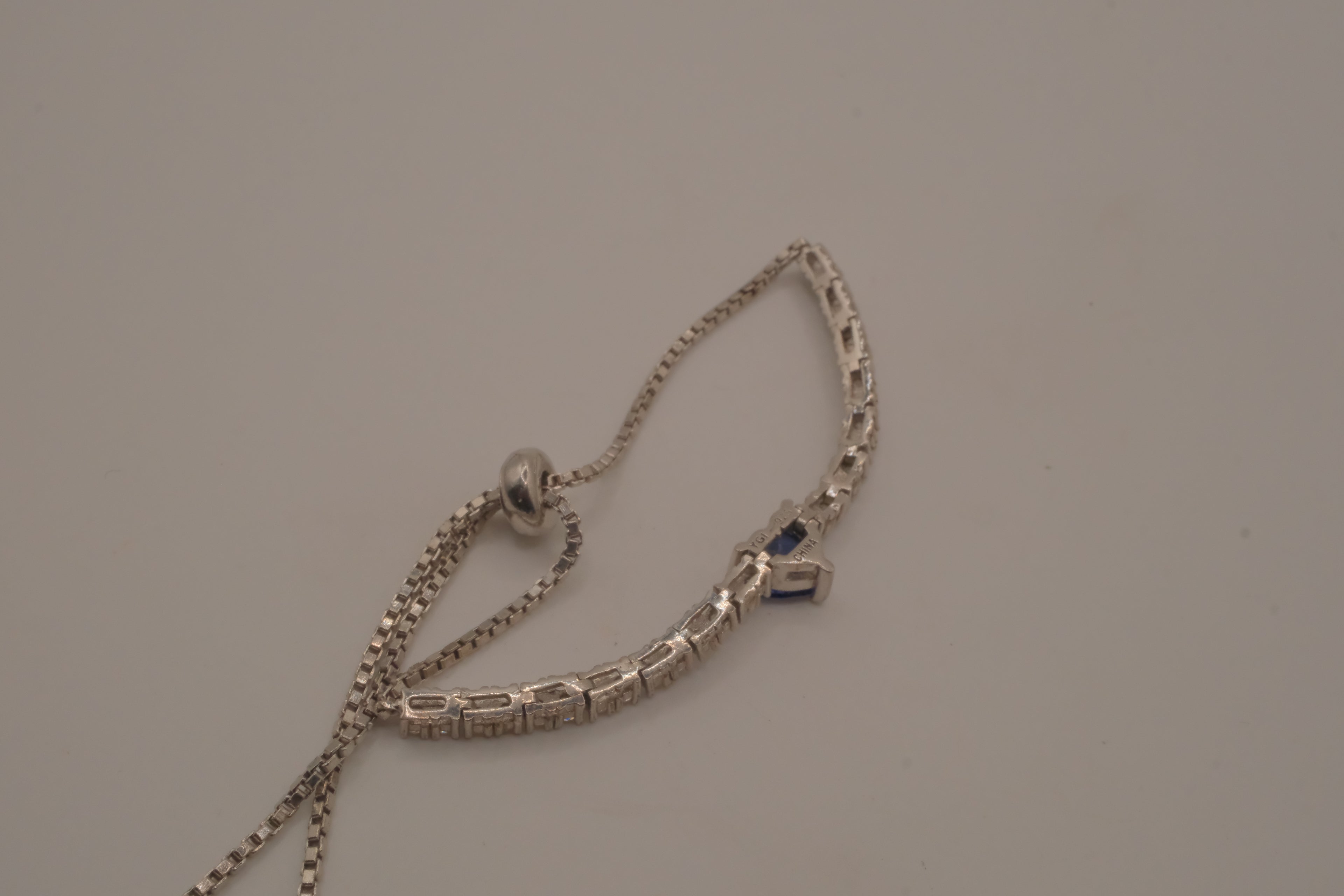Sterling silver Blue heart Bolo tie bracelet