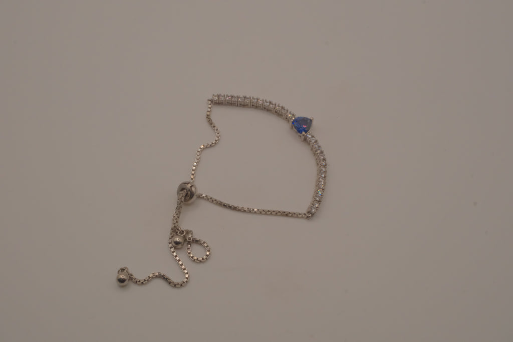 Sterling silver Blue heart Bolo tie bracelet