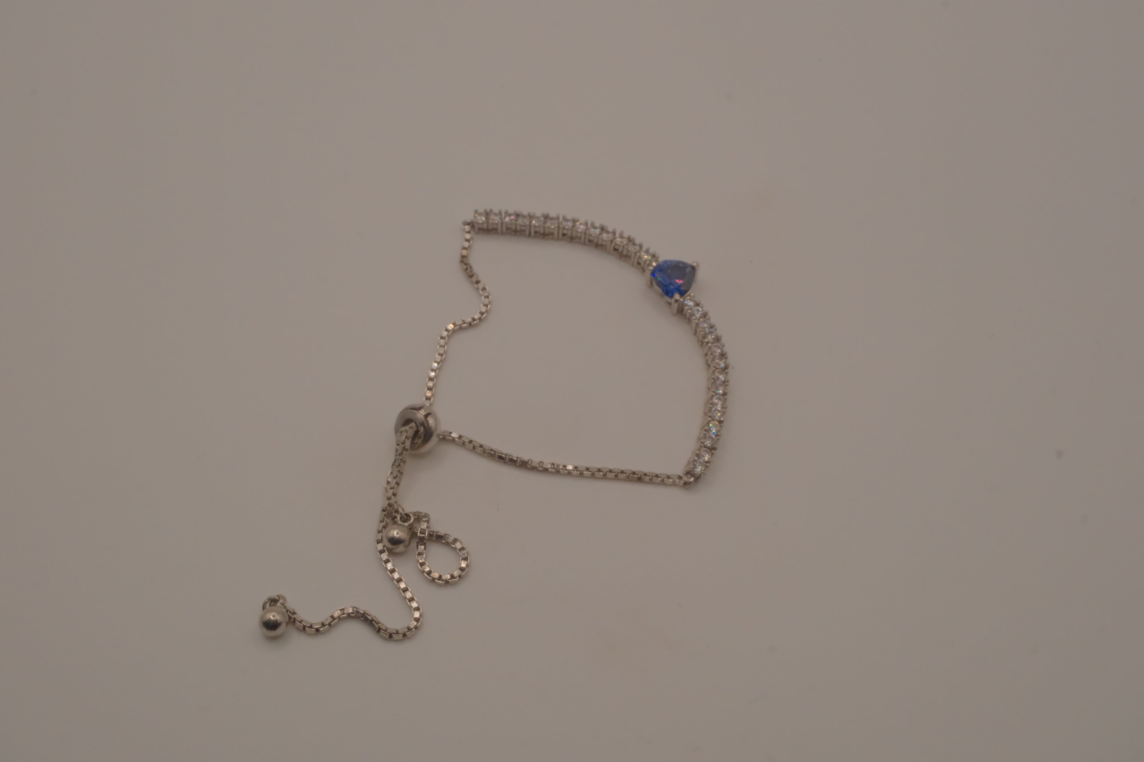 Sterling silver Blue heart Bolo tie bracelet