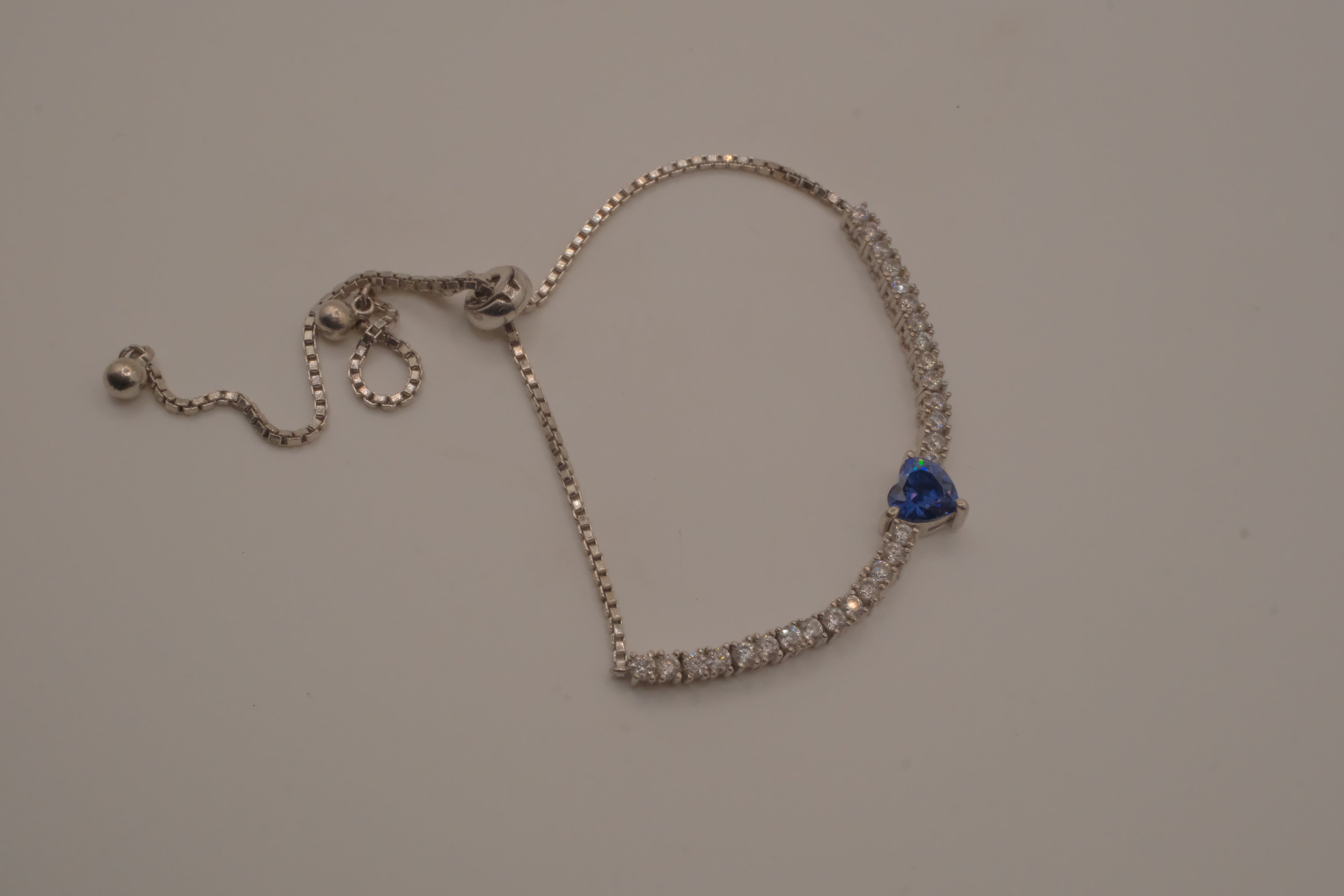 Sterling silver Blue heart Bolo tie bracelet